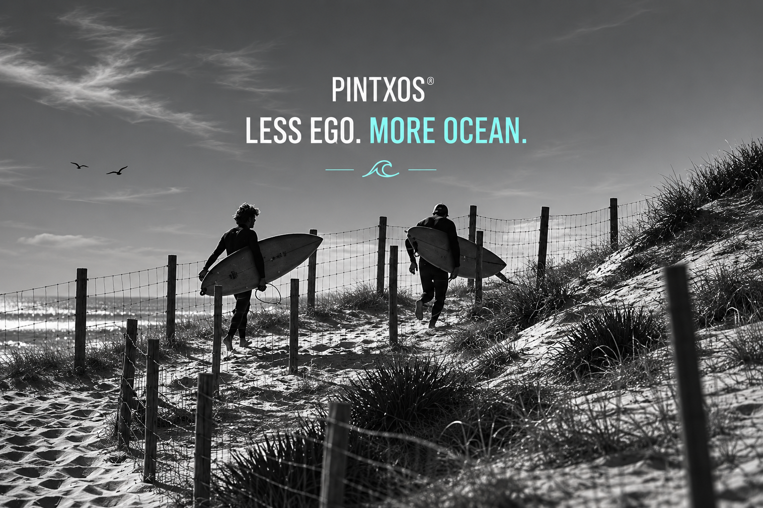 Deux surfeurs montent vers la plage, planche sous le bras, Pays Basque.